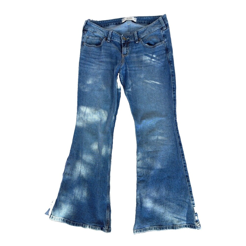 Hollister High Rise Flare Jeans Womens 10R W30 Medium Wash Denim Blue Retro Leg